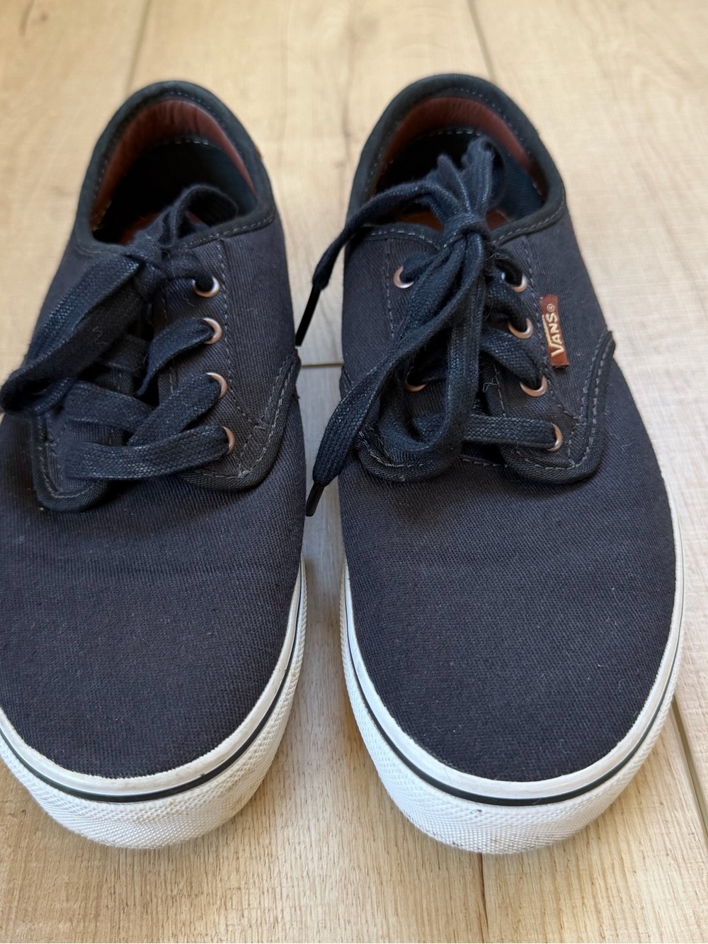 Vans Kids Black Canvas Lace-Up Sneakers with White Sole